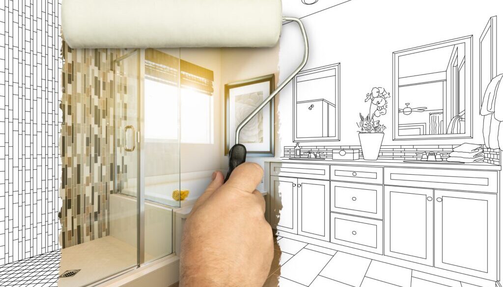 Before,And,After,Of,Man,Painting,Roller,To,Reveal,Newly